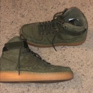 Olive Green Suede High Top Air Force 1’s